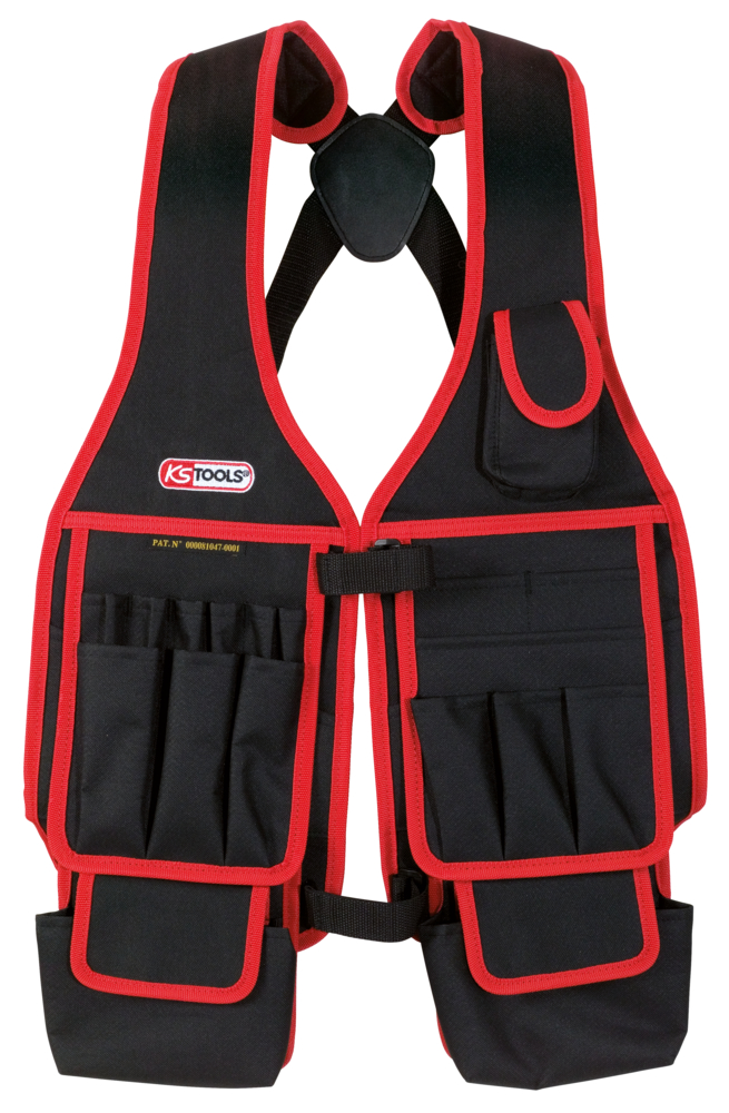 Gilet de travail multifonction - Noir/Rouge image
