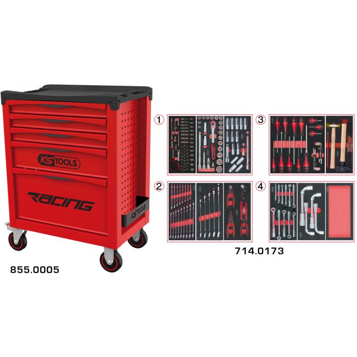 Servante RACING 5 tiroirs équipée de 173 outils image